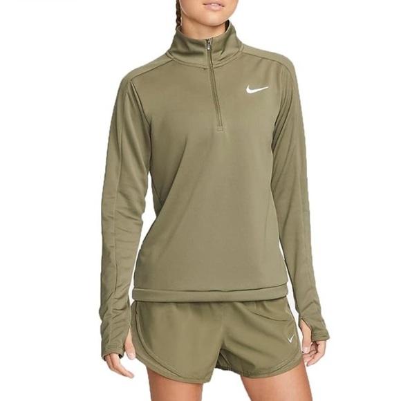 Nike Tops - Women Nike Running Dri-Fit Element quarter zip green waffle layer long sweater M